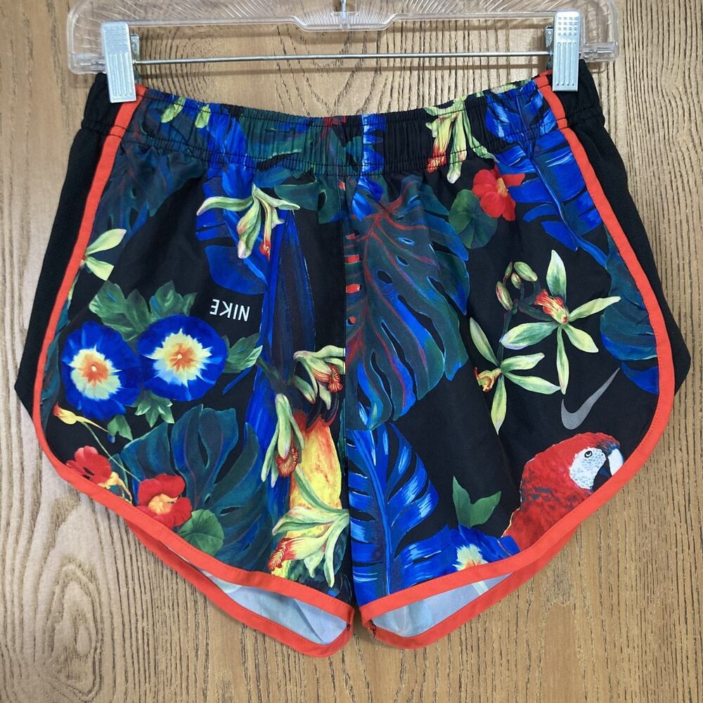 Nike Dri-Fit Running Tempo Shorts 3" Lined Hawaiian Tropical Parrot Women's Sz M
